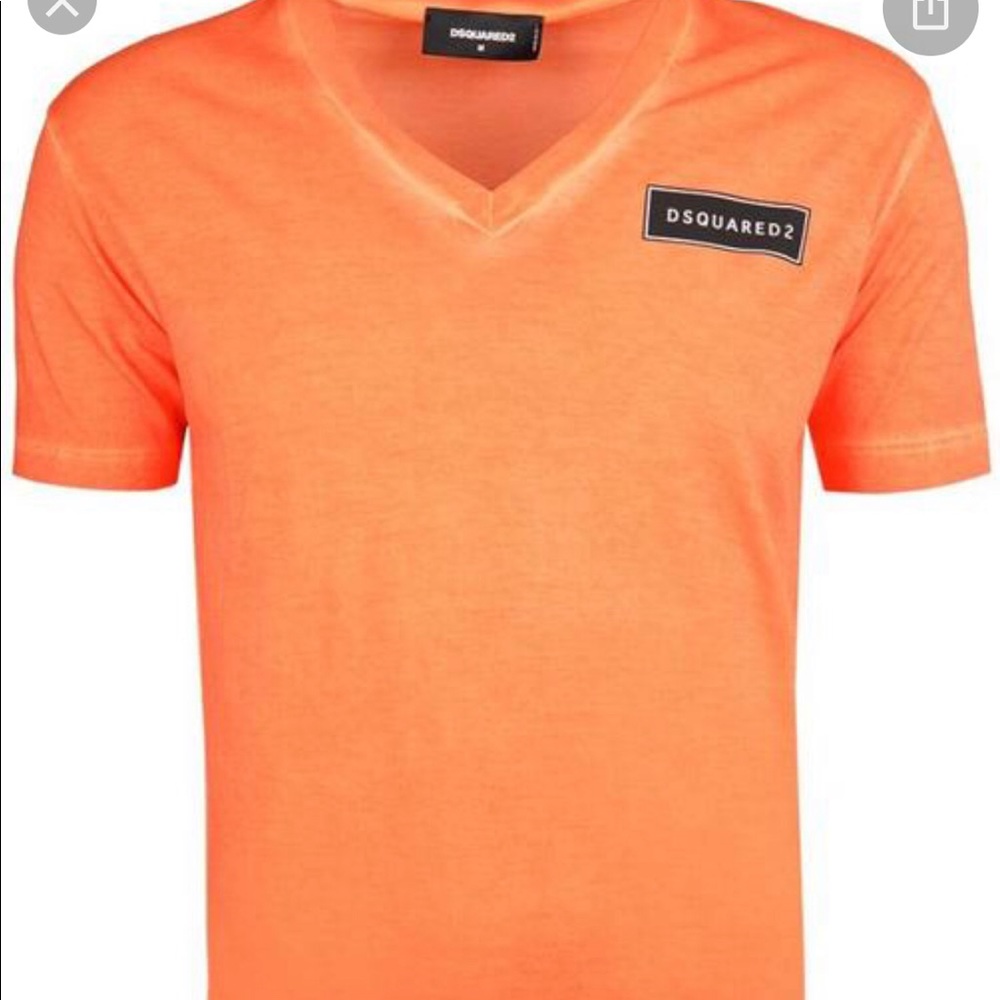 DSQUARED2 V-neck Orange Logo patch T-shirt Size M